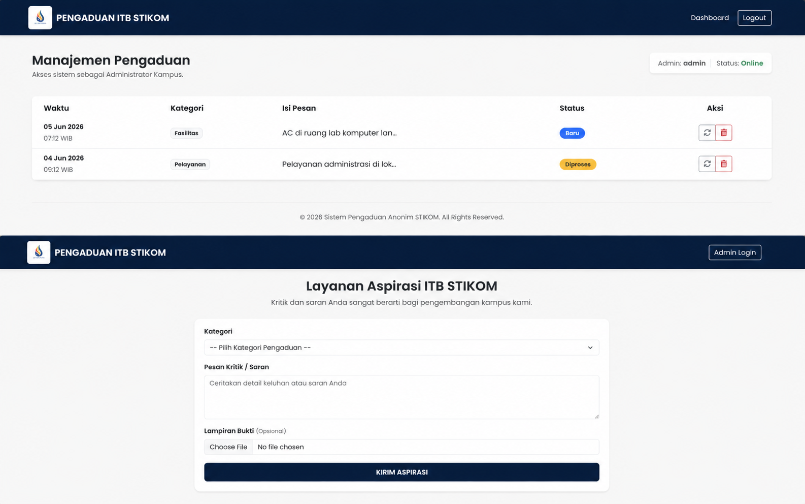 Website Pengaduan Anonim Tanpa Login Menggunakan PHP