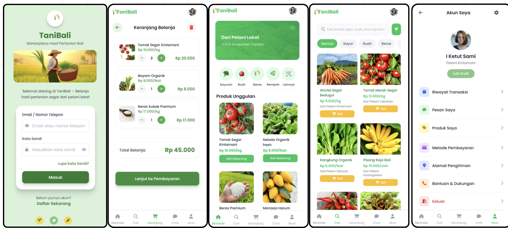 UI/UX Design – TaniBali Mobile Marketplace